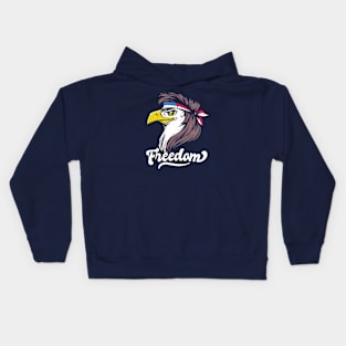 Bald Eagle with Mullet // Funny America Freedom 4th of July Kids Hoodie